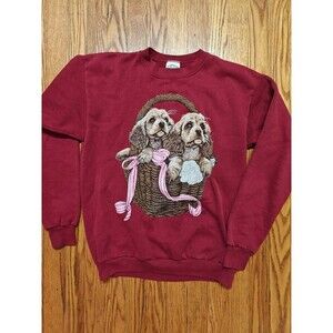 Vintage Women's Cocker Spaniel Puppies Sweatshirt Cotton Grove Sz Medium